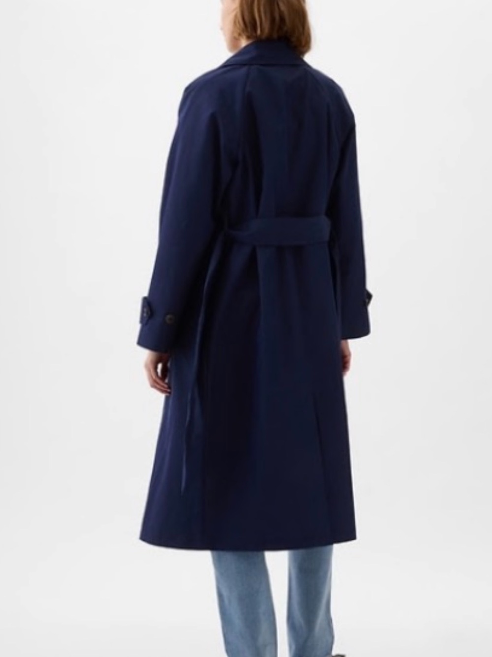 GAP Navy Double-Breasted Long Icon Trench Coat - NWOT - Picture 3 of 10